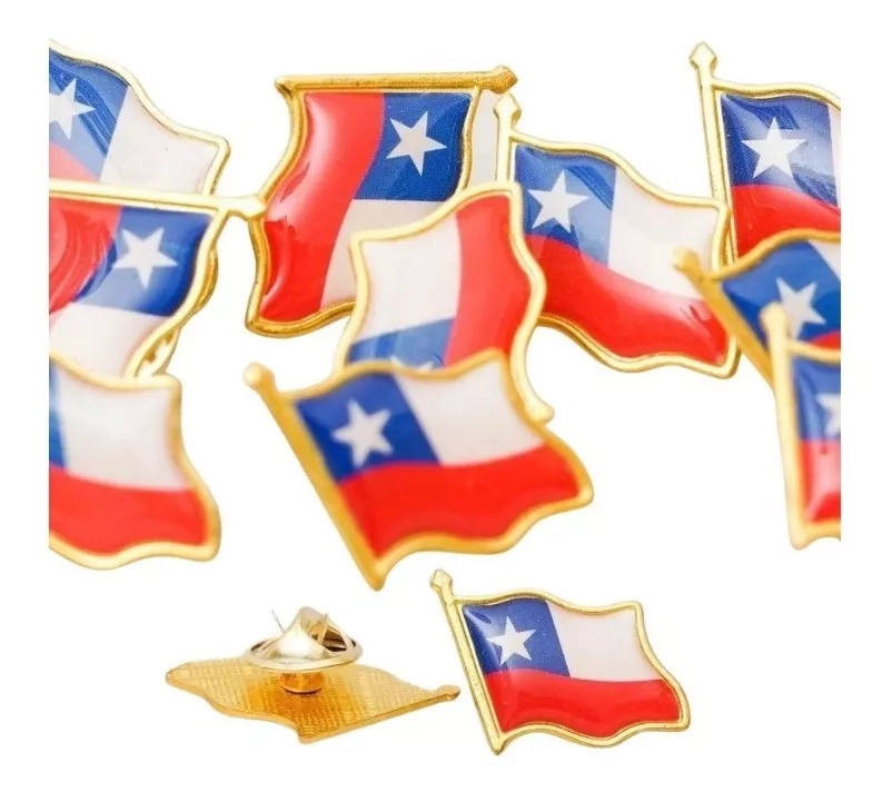 PACK 12 PIOCHA, PIN, BANDERA CHILENA METALICA, BOTON, CHILE - 3