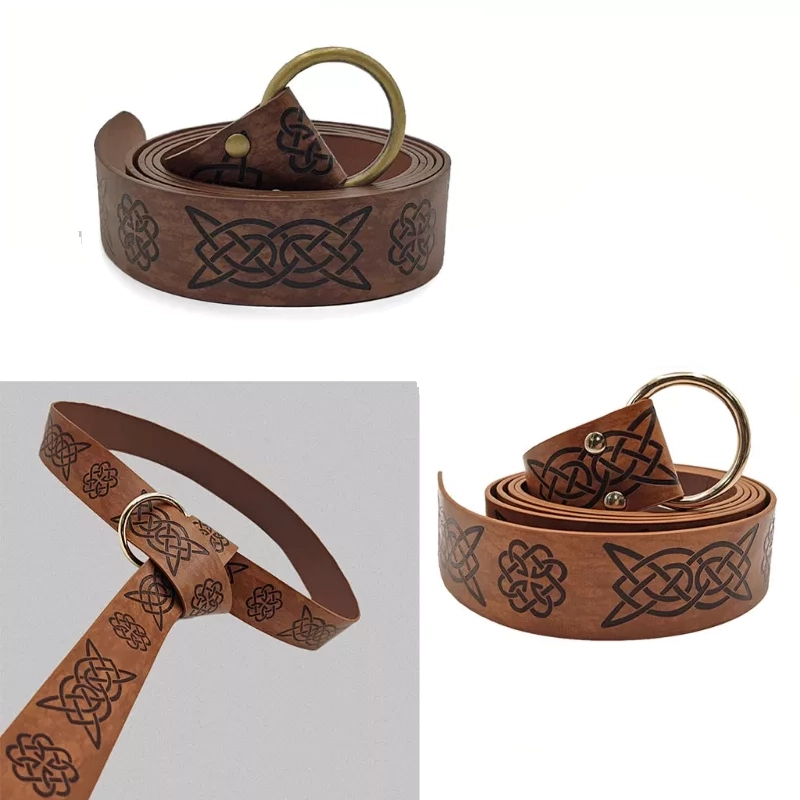 CINTURON VIKINGO MEDIEVAL DE CUERO PU ACCESORIO COSPLAY - 3
