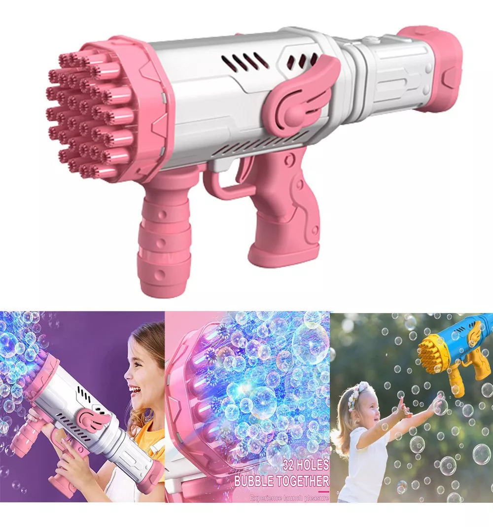 PISTOLA LANZA BURBUJAS LIQUIDO AGUA NIÑOS JUGUETE - 1