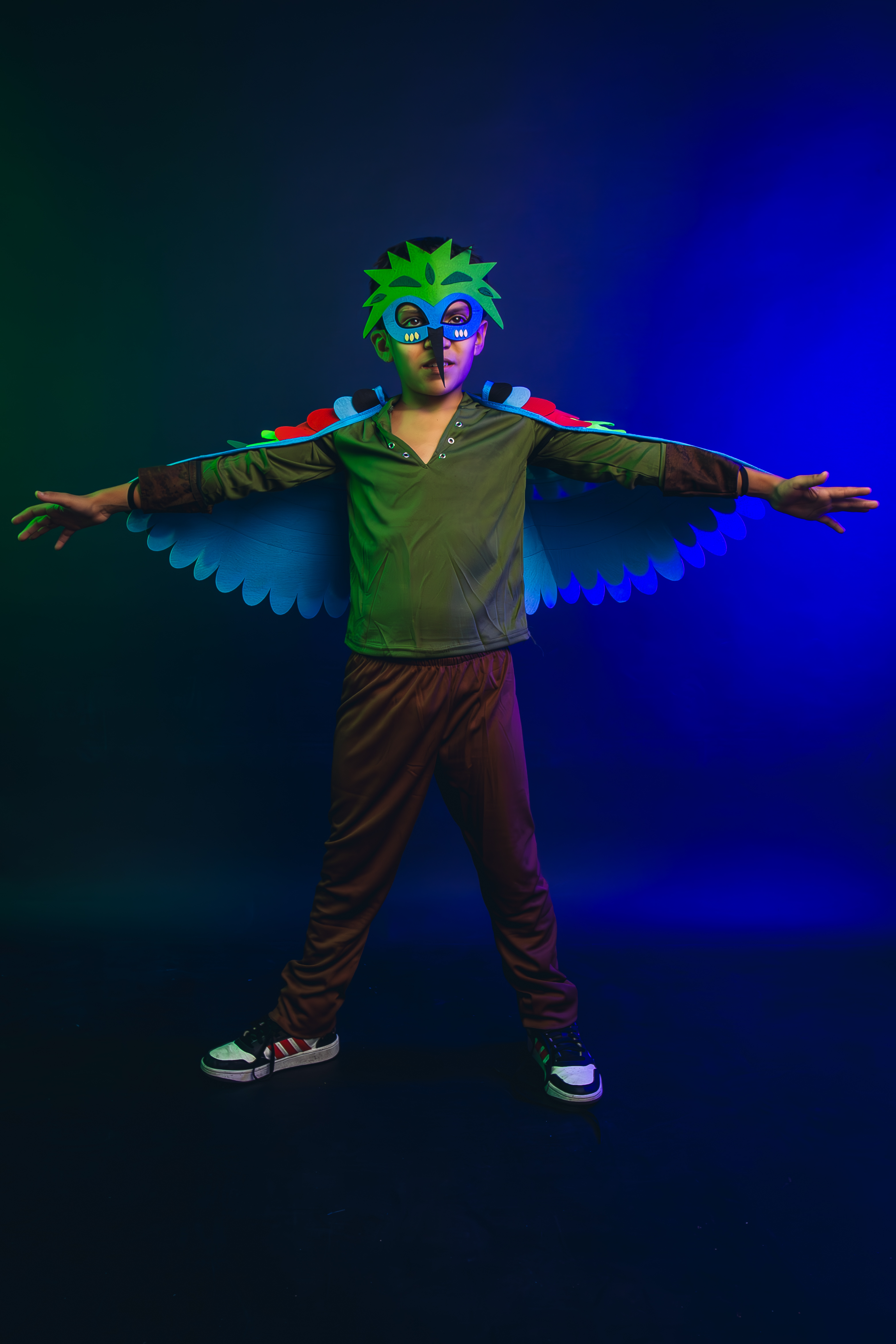 DISFRAZ INFANTIL COSPLAY PAJARO AVE VERDE NIÑOS JUEGOS ROL - 3