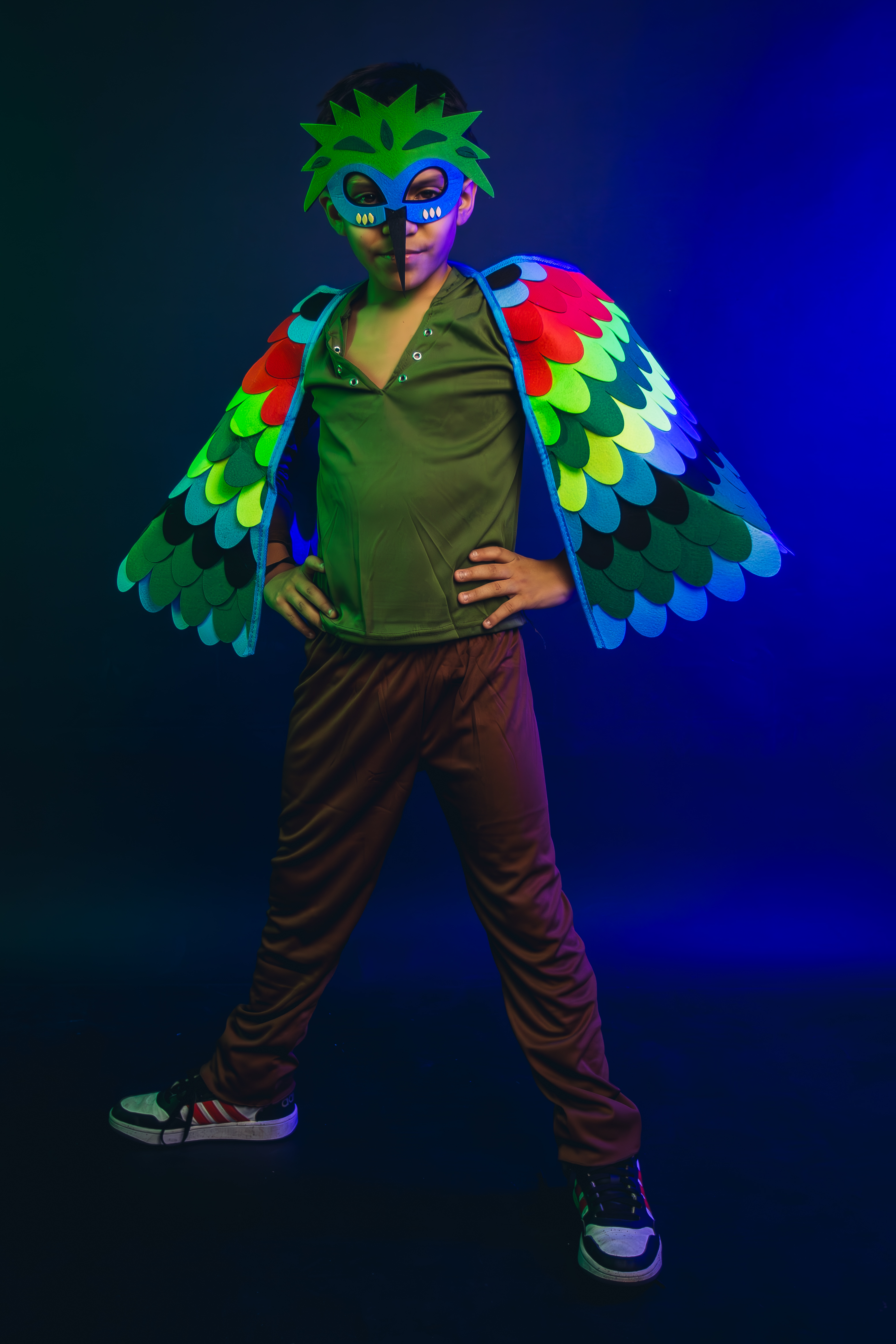 DISFRAZ INFANTIL COSPLAY PAJARO AVE VERDE NIÑOS JUEGOS ROL - 4