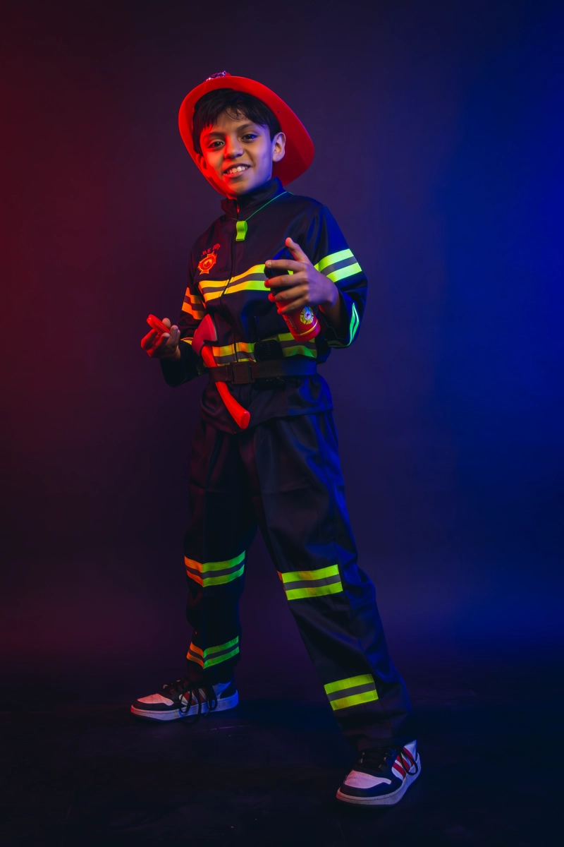 DISFRAZ BOMBERO COMPLETO 5 ACCESORIOS COSPLAY NIÑOS - 2