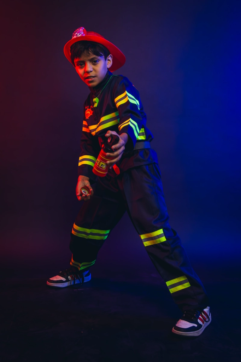 DISFRAZ BOMBERO COMPLETO 5 ACCESORIOS COSPLAY NIÑOS - 3