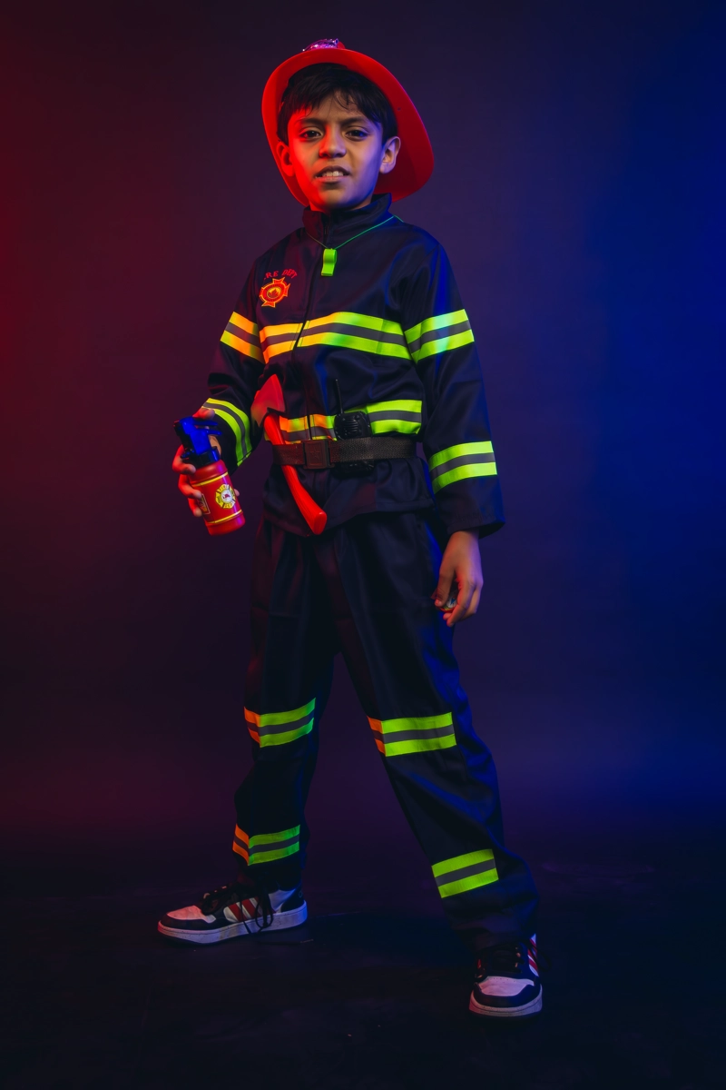 DISFRAZ BOMBERO COMPLETO 5 ACCESORIOS COSPLAY NIÑOS - 6