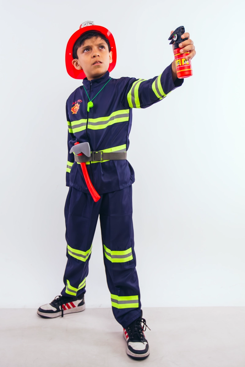DISFRAZ BOMBERO COMPLETO 5 ACCESORIOS COSPLAY NIÑOS - 9