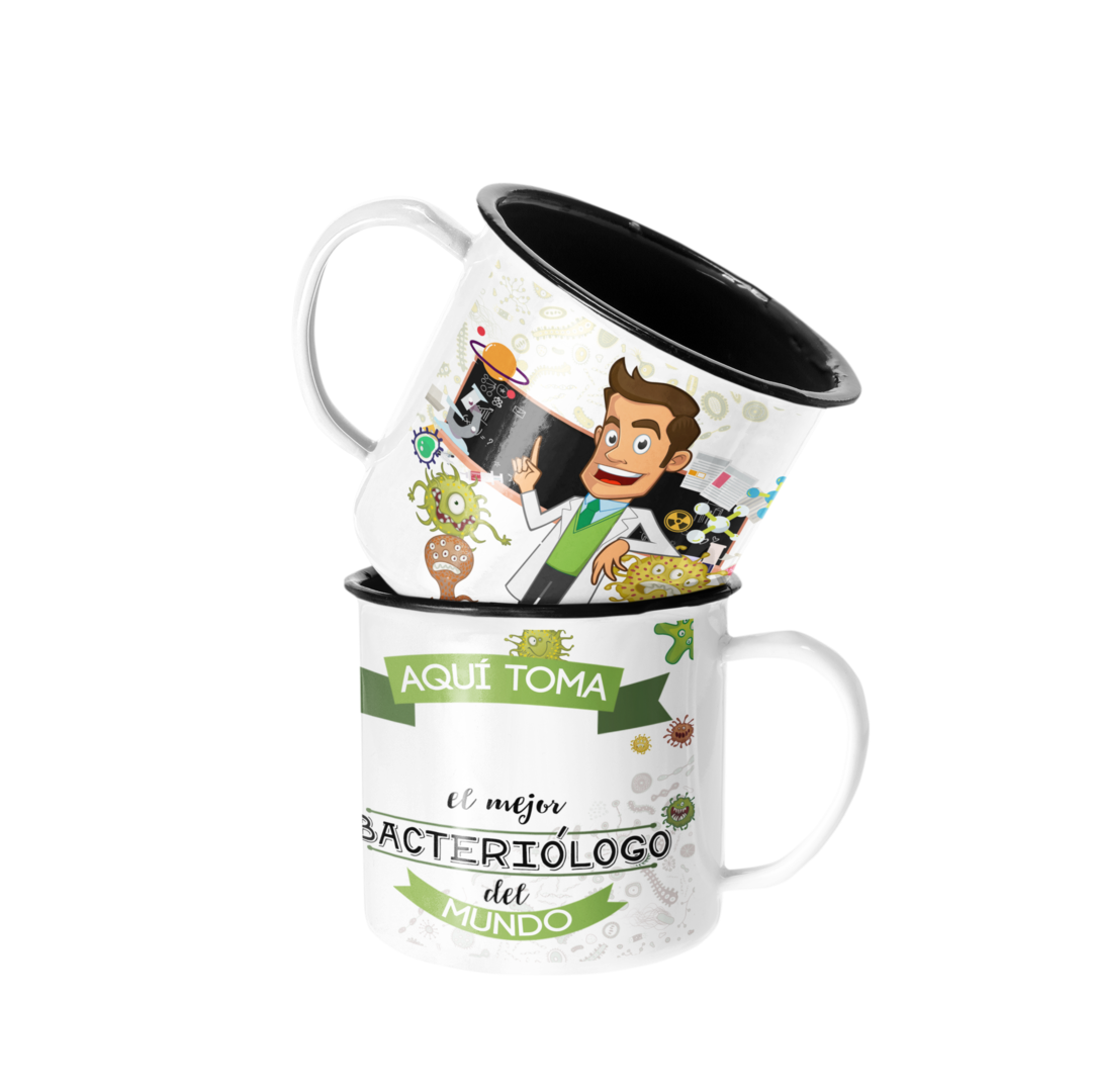 TAZA LECHERA ENLOZADO PROFESIONES PARA EL BACTERIÓLOGO PERSONALIZADO - 1