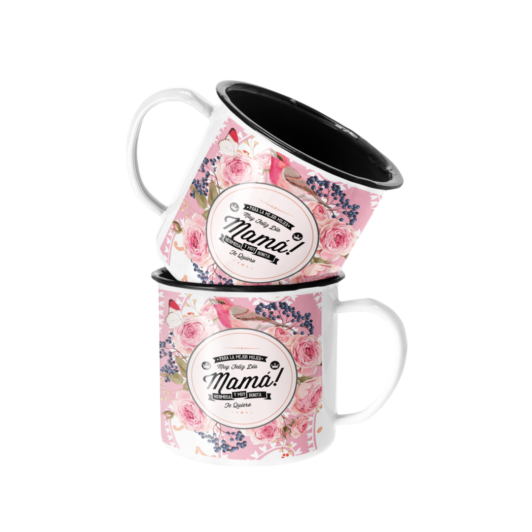 TAZA ENLOZADA LECHERA DÍA DE LA MADRE HERMOSA Y BONITA - 1