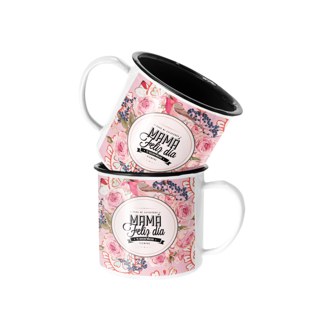 TAZA ENLOZADA LECHERA DÍA DE LA MADRE FLORAL FELIZ DÍA MAMÁ - 1
