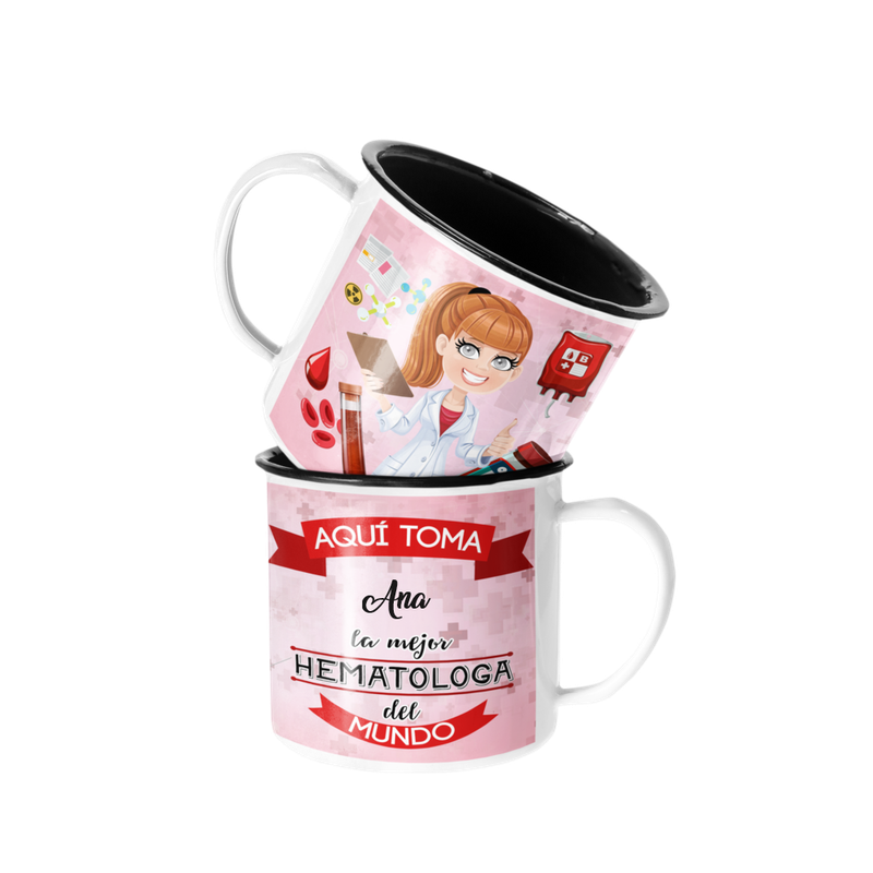 TAZA ENLOZADA LECHERA PARA HEMATOLOGA PERSONALIZADO - 1
