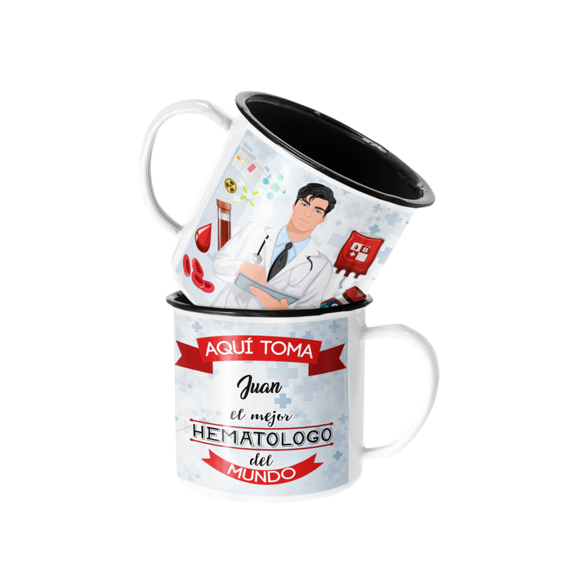 TAZA ENLOZADA LECHERA PARA HEMATOLOGO PERSONALIZADO - 1