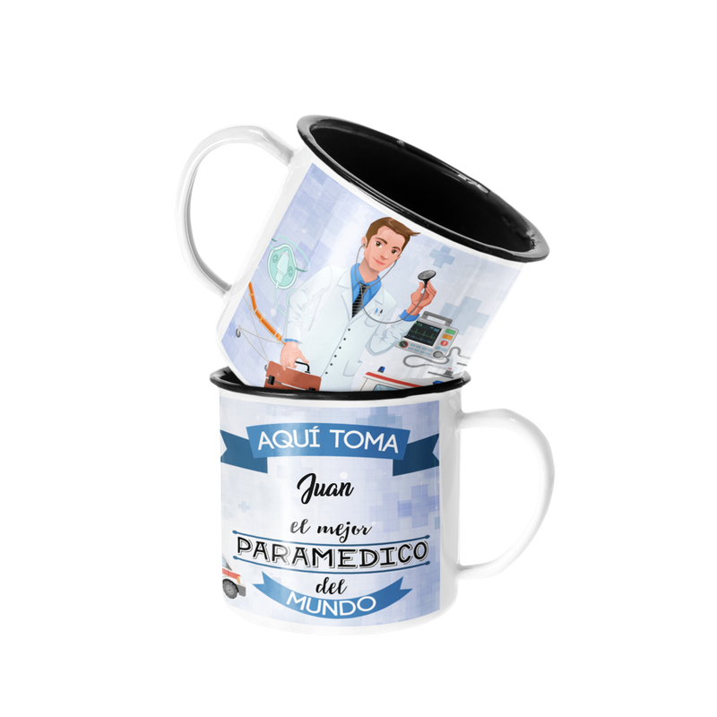 TAZA ENLOZADA LECHERA PARA EL PARAMEDICO PERSONALIZADO - 1