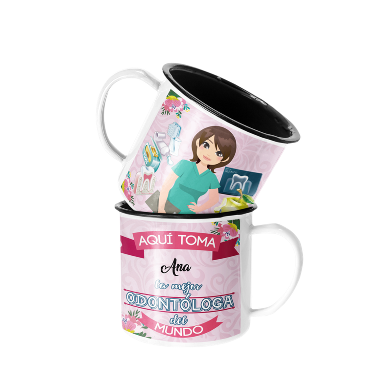 TAZA ENLOZADA LECHERA PARA EL ODONTOLOGA PERSONALIZADO - 1
