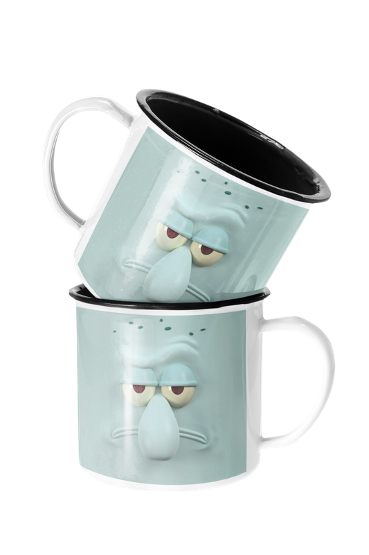 TAZA ENLOZADA LECHERA CALAMARDO BOB ESPONJA ANIMADO - 1