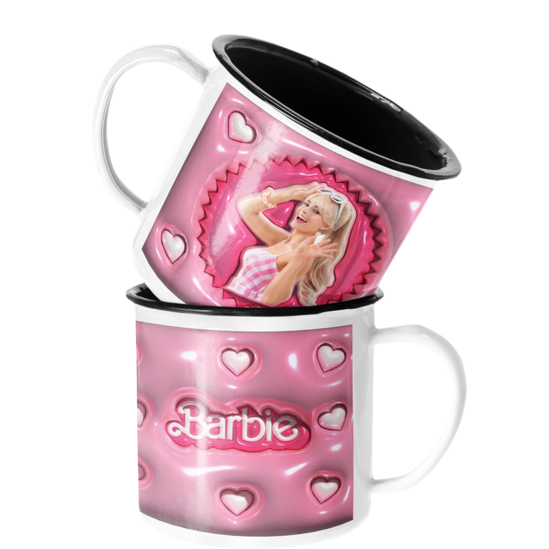 TAZA ENLOZADA LECHERA BARBIE PELICULA CORAZONES MUÑECA - 1