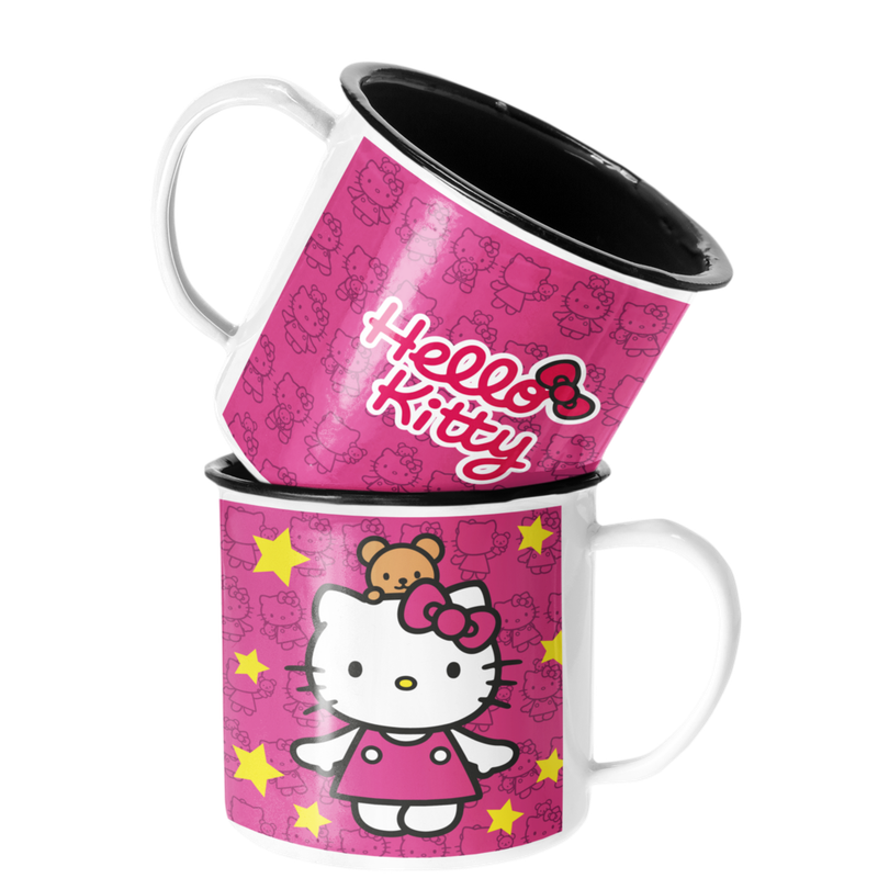 TAZA ENLOZADA LECHERA HELLO KITTY OSITO TIERNO - 1