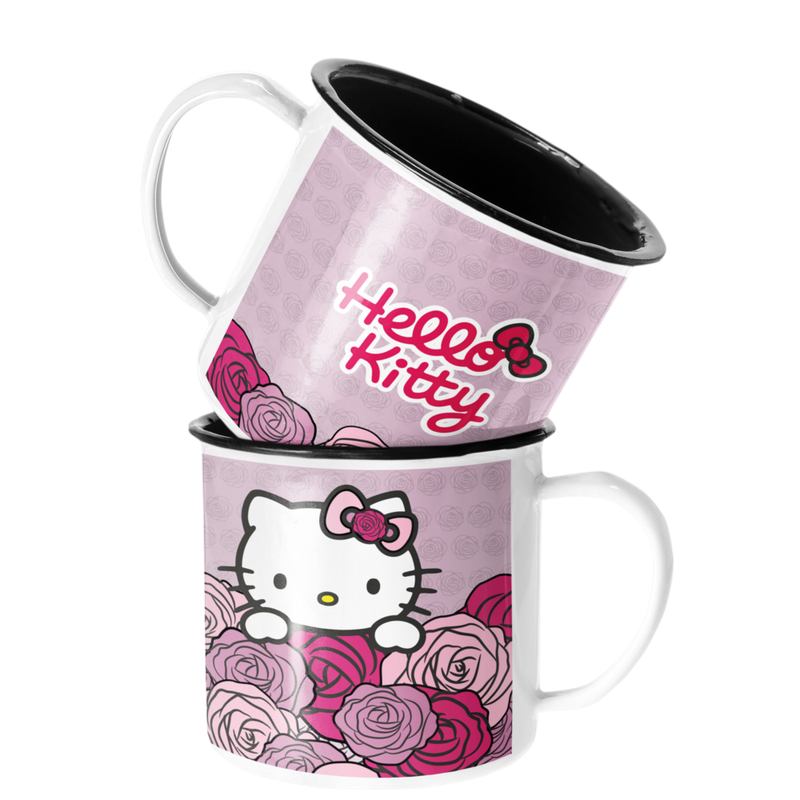 TAZA ENLOZADA LECHERA HELLO KITTY FLORES TIERNA - 1