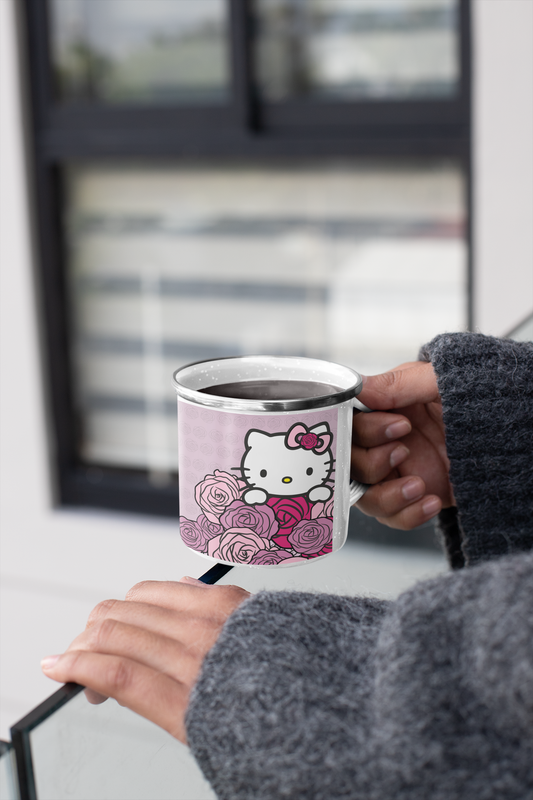 TAZA ENLOZADA LECHERA HELLO KITTY FLORES TIERNA - 2
