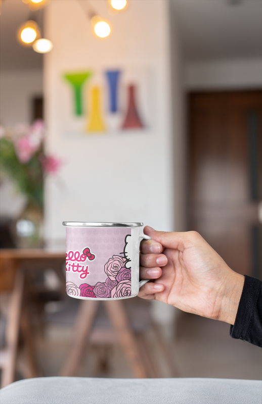 TAZA ENLOZADA LECHERA HELLO KITTY FLORES TIERNA - 3