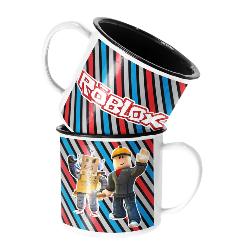 TAZA ENLOZADA LECHERA ROBLOX INFANTIL JUEGO BUILDER Y ROBOT - 1