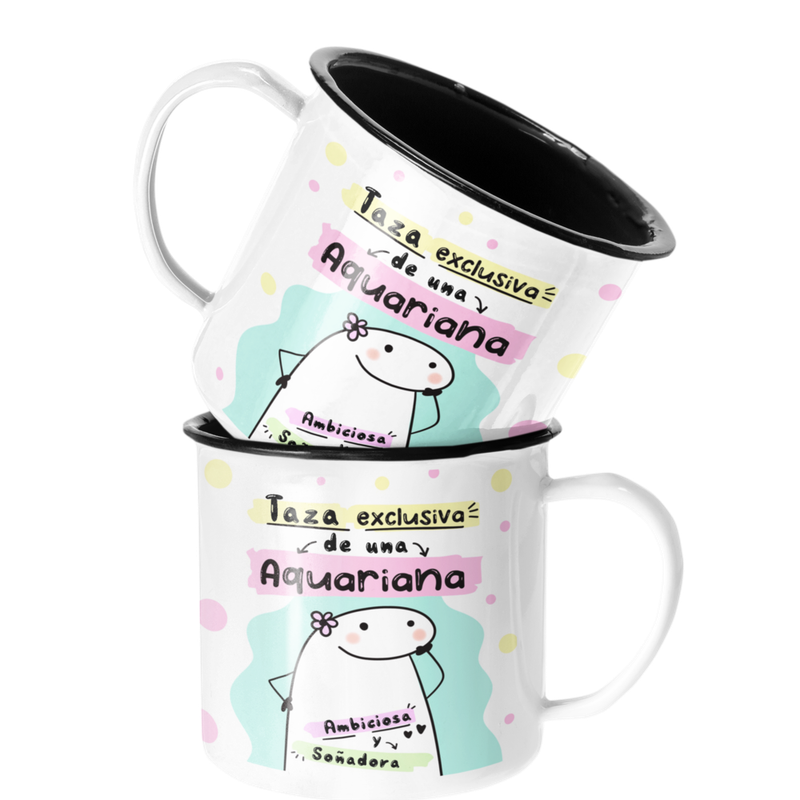 TAZA ENLOZADA LECHERA AQUARIO REGALO PARA AQUARIANA ZODIACO - 1