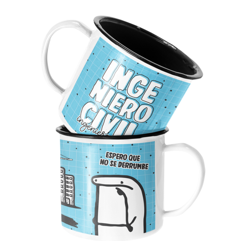TAZA ENLOZADA LECHERA INGERIO CIVIL REGALO PROFESION - 1