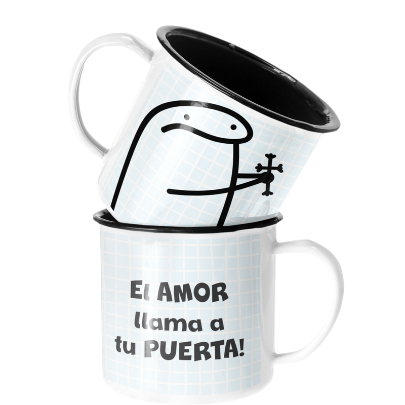 TAZA ENLOZADA LECHERA EL AMOR LLAMA A TU PUERTA REGALO - 1