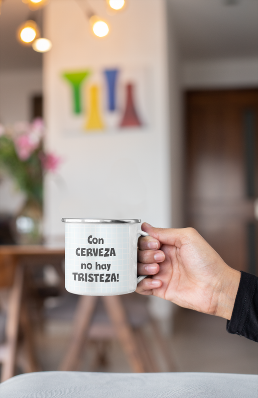 TAZA ENLOZADA LECHERA CON CERVEZA NO HAY TRISTEZA REGALO - 2