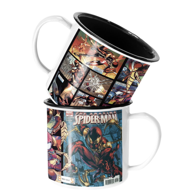 TAZA ENLOZADA LECHERA SPIDERMAN COMIC IRON SPIDER - 1