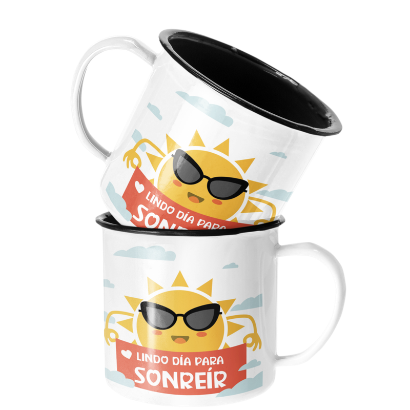 TAZA ENLOZADA LECHERA LINDO DÍA PARA SONREIR MOTIVACIONAL - 1
