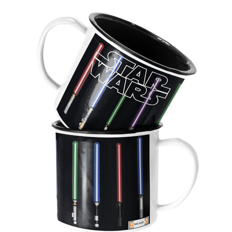TAZA ENLOZADA LECHERA SABLE LUZ STAR WARS JEDI - 1