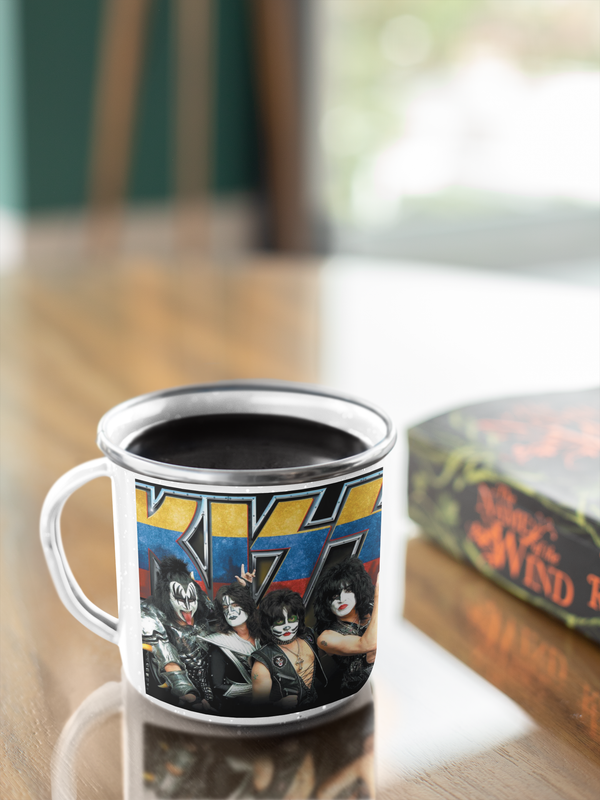 TAZA ENLOZADA LECHERA KISS BANDA ROCK - 4