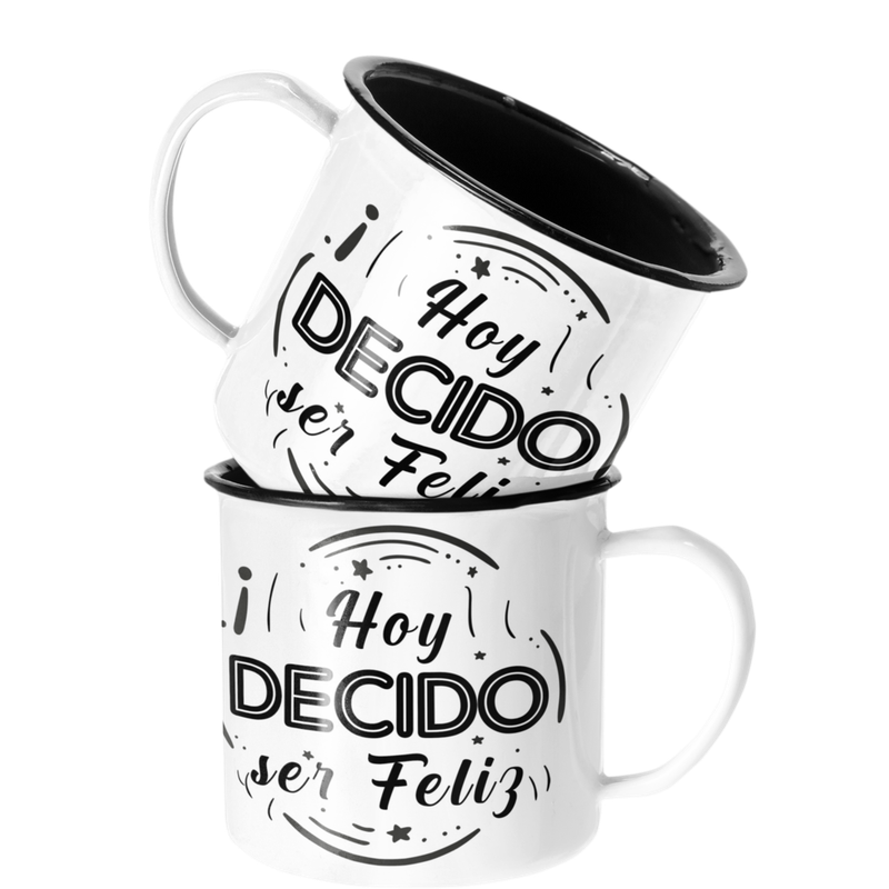 TAZA ENLOZADA LECHERA HOY DECIDO SER FELIZ FRASE MOTIVACION - 1