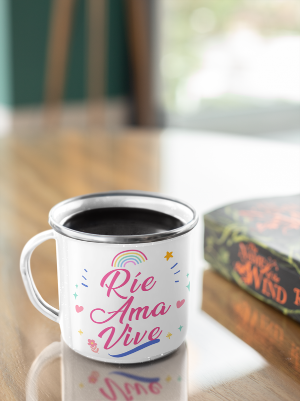 TAZA ENLOZADA LECHERA RIE, AMA Y VIVE FRASE MOTIVACION - 2