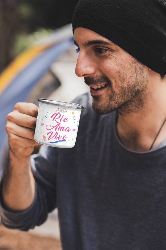 TAZA ENLOZADA LECHERA RIE, AMA Y VIVE FRASE MOTIVACION - 3