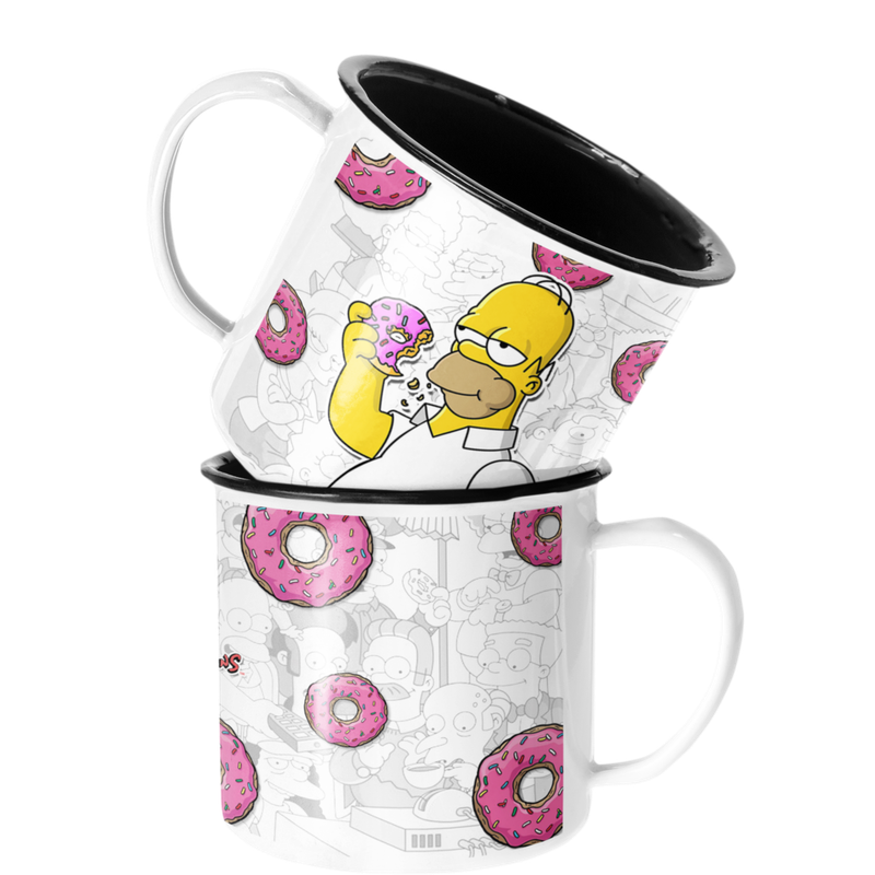 TAZA ENLOZADA LECHERA HOMERO COMIENDO ROSQUILLAS SIMPSONS - 1