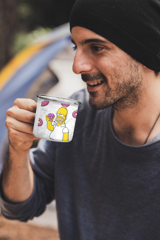 TAZA ENLOZADA LECHERA HOMERO COMIENDO ROSQUILLAS SIMPSONS - 2