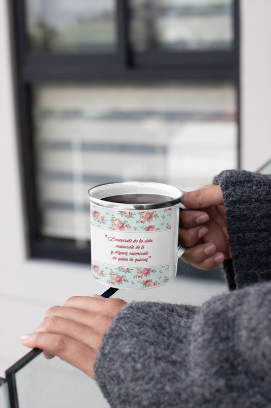 TAZA ENLOZADA LECHERA FRIDA KHALO ENAMORATE DE LA VIDA - 3