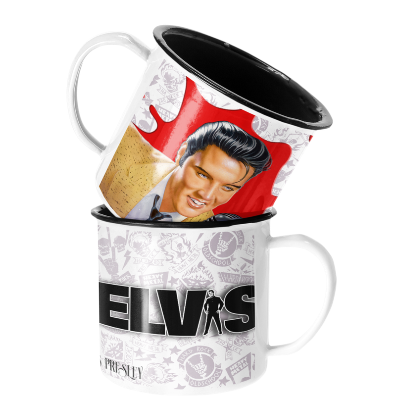 TAZA ENLOZADA LECHERA ELVIS PRESLEY ROCK MUSICA - 1