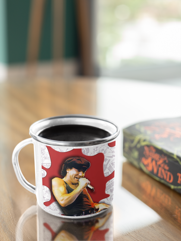 TAZA ENLOZADA LECHERA ACDC BRIAN JHONSON ROCK MUSICA - 2