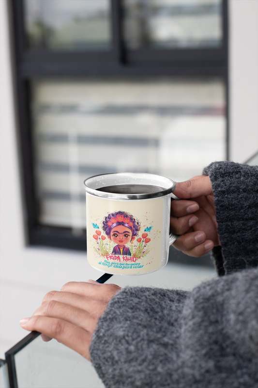 TAZA ENLOZADA LECHERA FRIDA KHALO PIES PARA QUE LOS QUIERO - 3