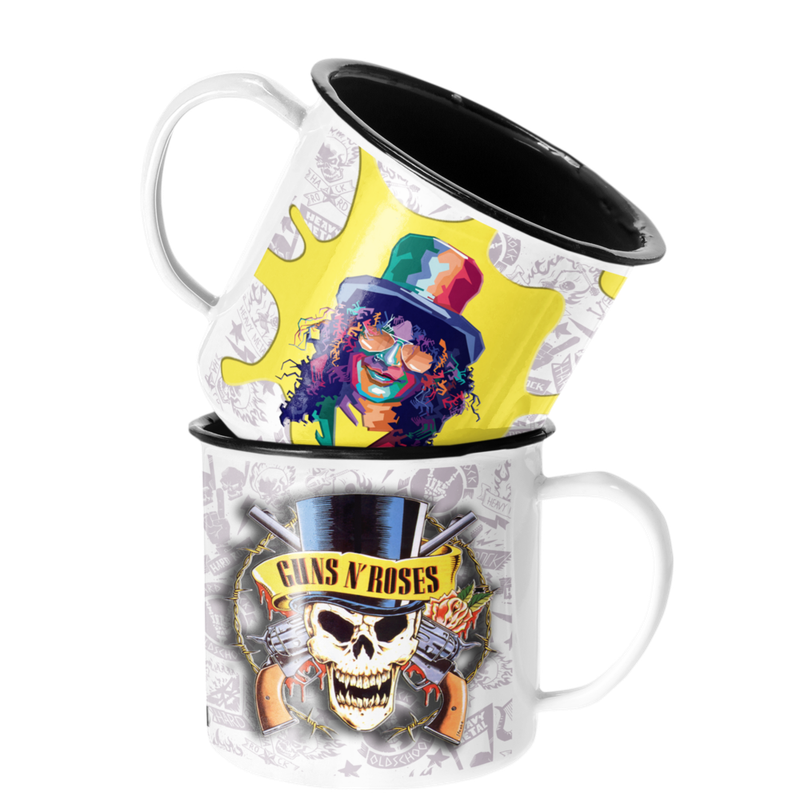 TAZA ENLOZADA LECHERA GUNS N ROSES SLASH ROCK MUSICA - 1