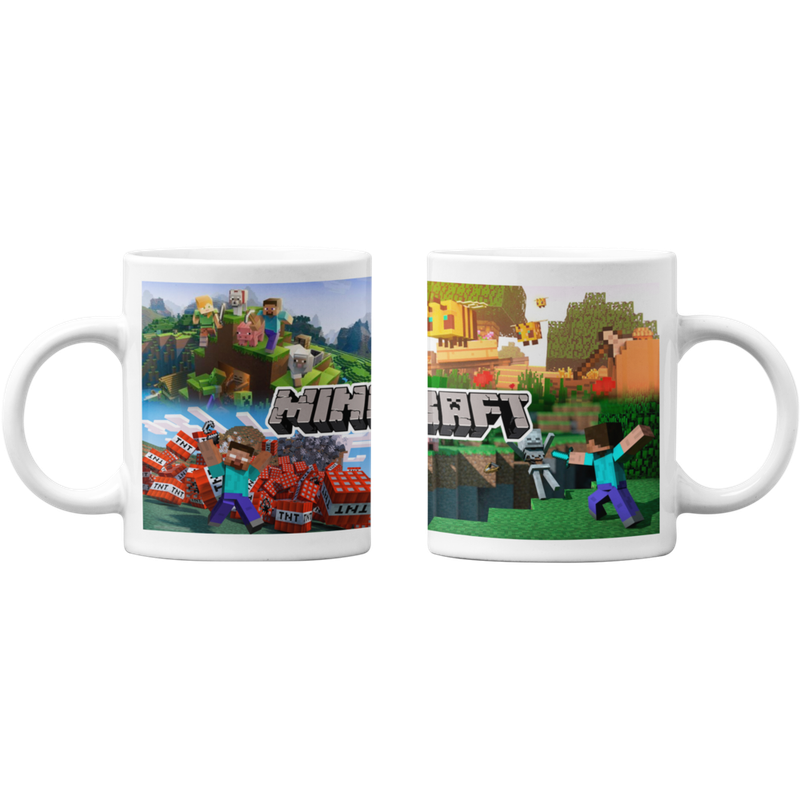 TAZONES TAZAS BLANCAS DE MINECRAFT - 1