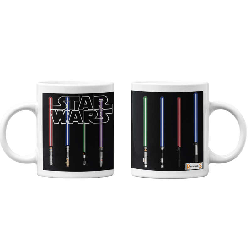 TAZONES TAZAS BLANCAS SABLE LUZ STAR WARS JEDI - 1