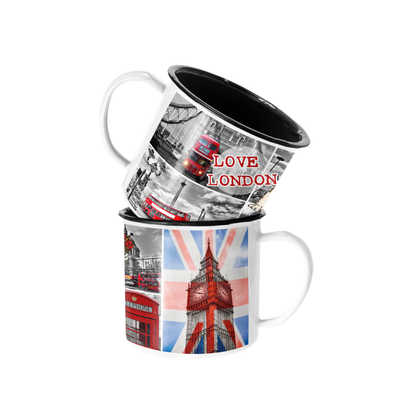 TAZA ENLOZADA LECHERA LOVE LONDON LONDRES VINTAGE - 1