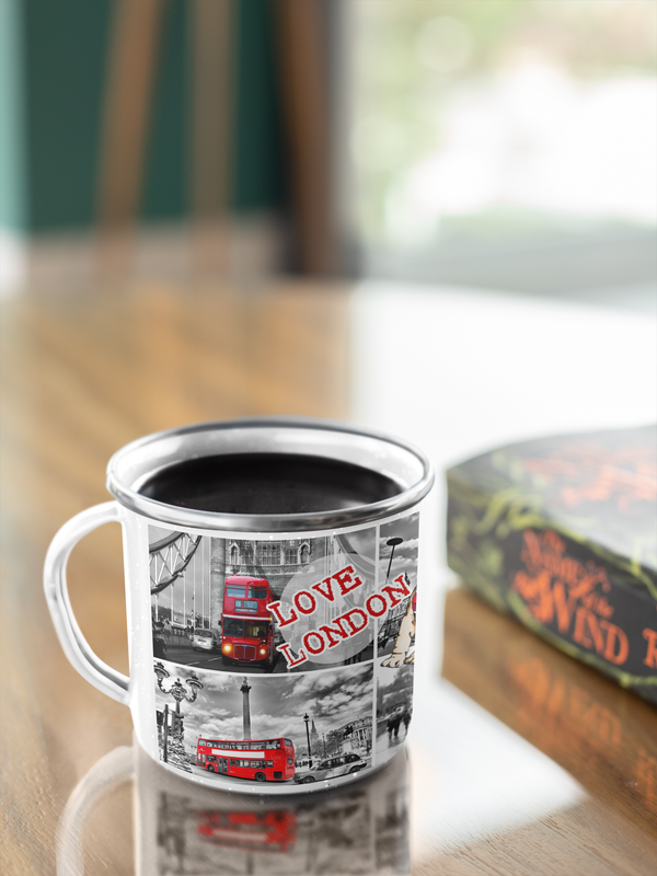 TAZA ENLOZADA LECHERA LOVE LONDON LONDRES VINTAGE - 3
