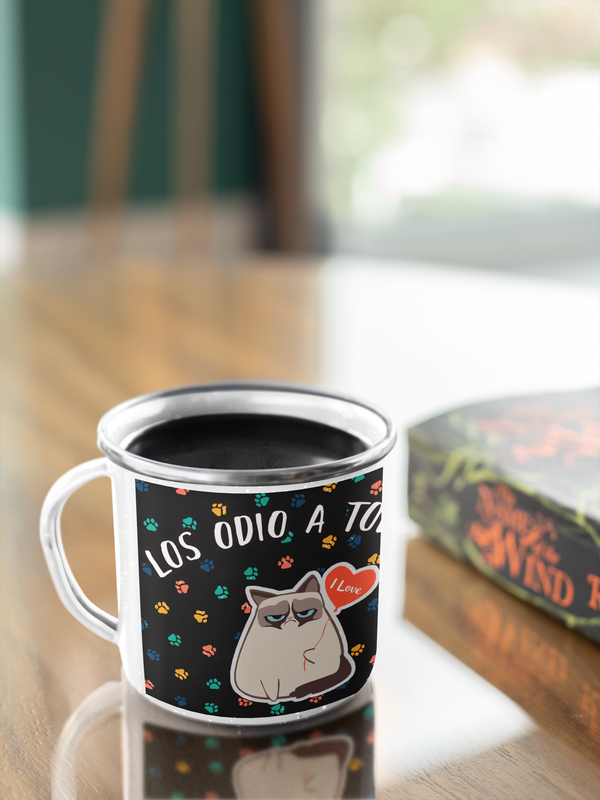 TAZA ENLOZADA LECHERA GATO LOS ODIO A TODOS EN SERIO - 3