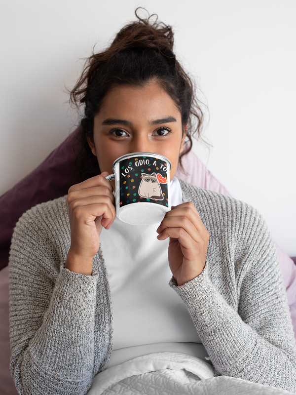 TAZA ENLOZADA LECHERA GATO LOS ODIO A TODOS EN SERIO - 5