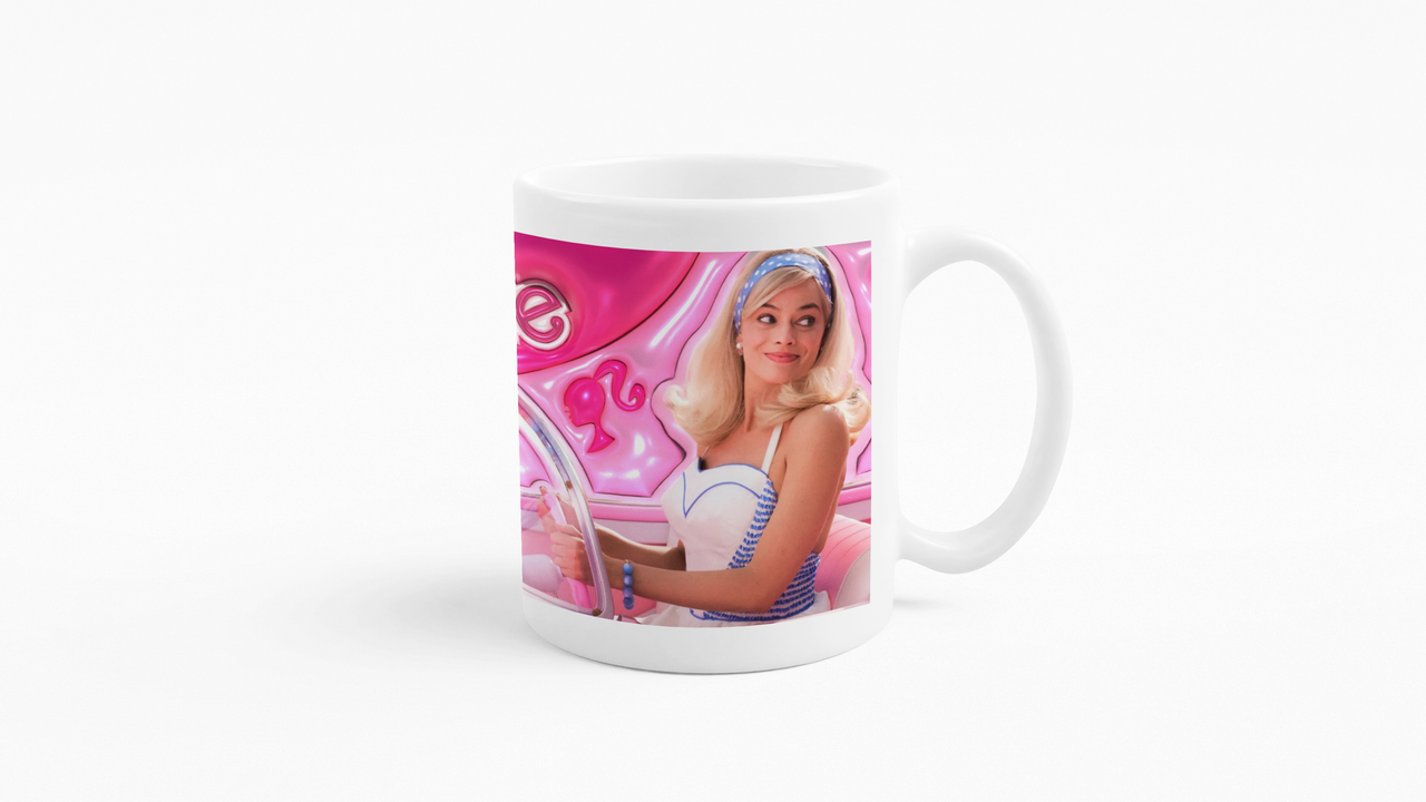 TAZONES TAZAS BLANCAS BARBIE MANEJANDO PELICULA CORAZONES - 4