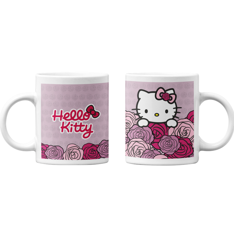 TAZONES TAZAS BLANCAS HELLO KITTY FLORES TIERNA - 1