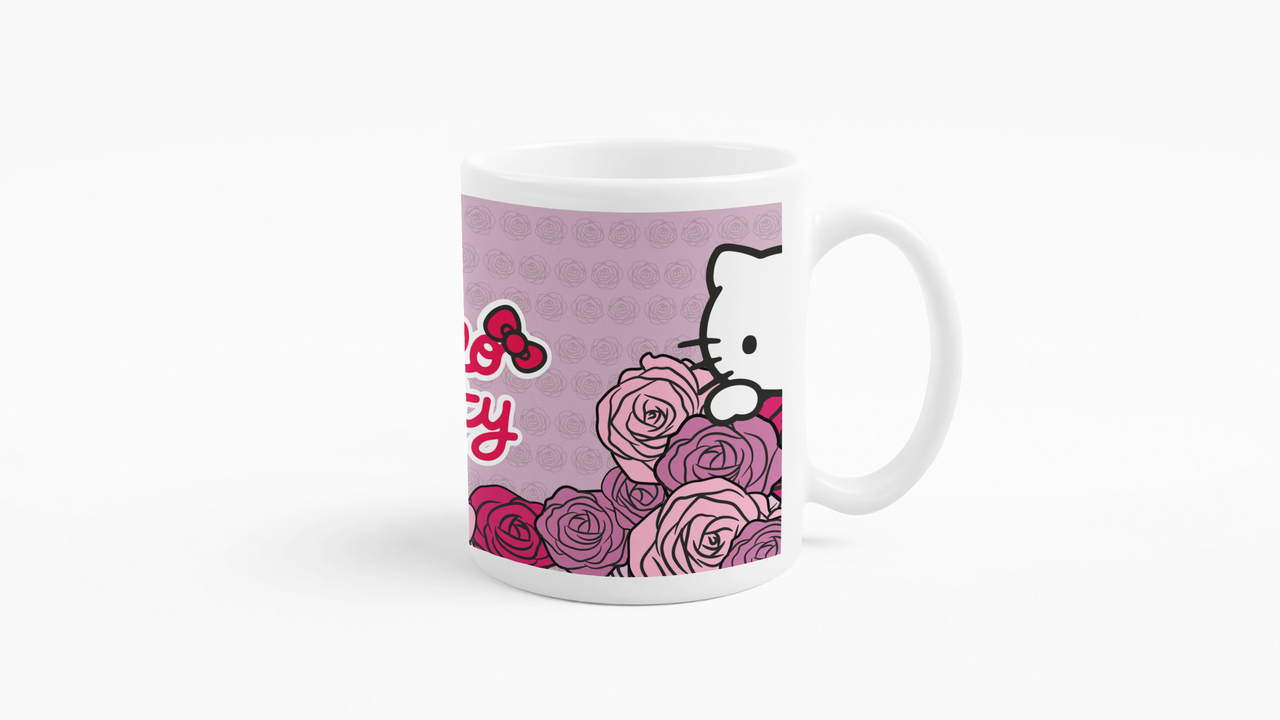 TAZONES TAZAS BLANCAS HELLO KITTY FLORES TIERNA - 4
